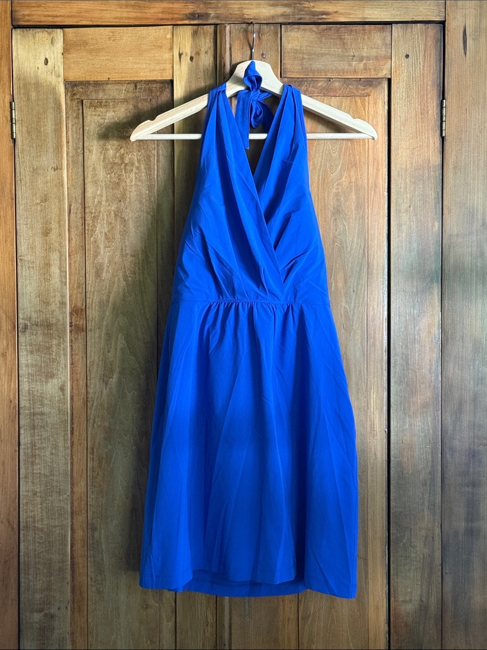 Athleta Sz 6 Cobalt Blue Halter Mini Dress Athleisure Summer Comfort